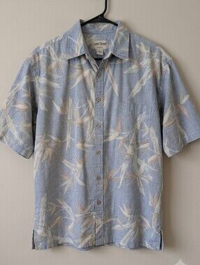 Cooke Street Honolulu Bamboo Print Button Up Hawaiian Shirt XL Blue